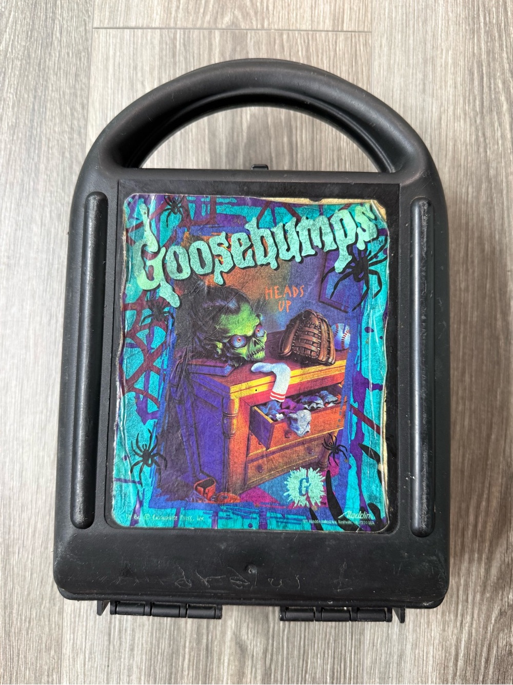 Vintage 90s Goosebumps "Heads Up" Aladdin Lunchbox Plastic Black Rare RL Stine